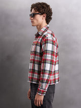 Red Striped Flannel Cropped Shirt Shirts Fugazee 