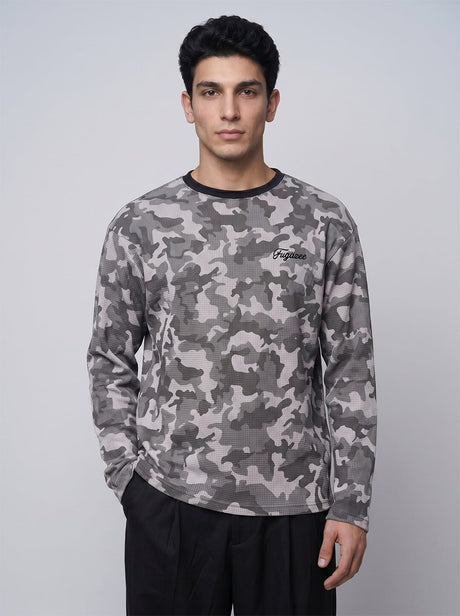 Grey Camo Waffle Longsleeve Tshirt T-Shirts Fugazee 