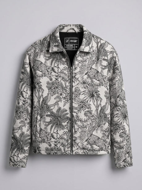 Ecru Tiger Tapersty Cropped Harrington Jacket Jackets Fugazee 