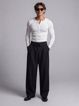 Black Inverted Waist Tailored Trousers Trousers Fugazee 