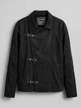 Black Croc Textured Fireman Clasp Harrington Jacket Jackets Fugazee 