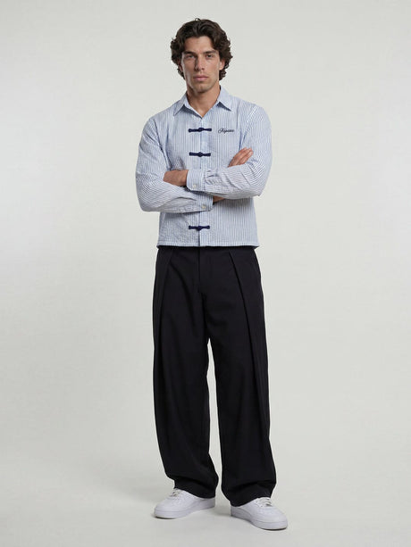 Ice Striped Frog Buttoned Cropped Shirt Shirts Fugazee 