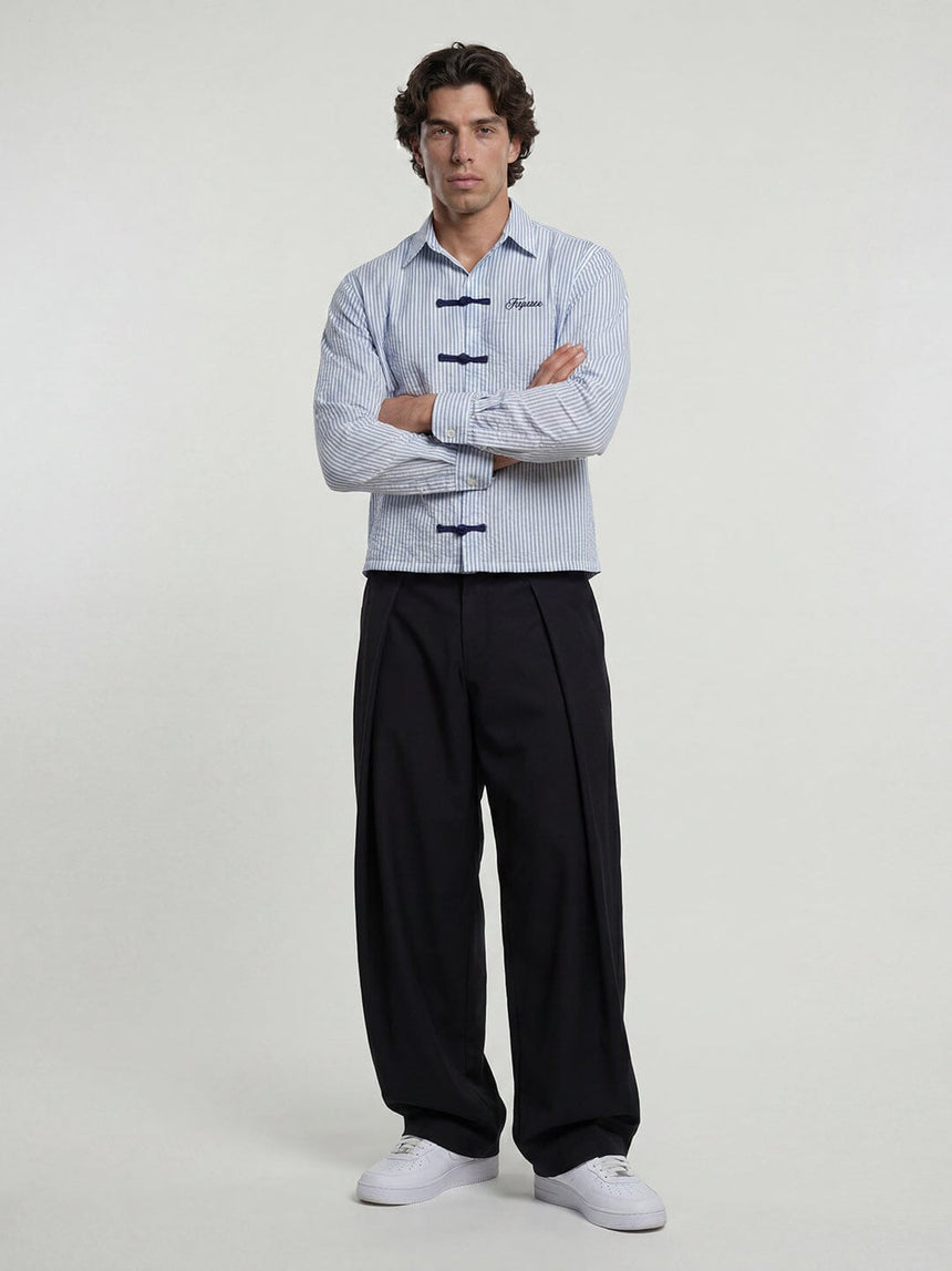 Ice Striped Frog Buttoned Cropped Shirt Shirts Fugazee 