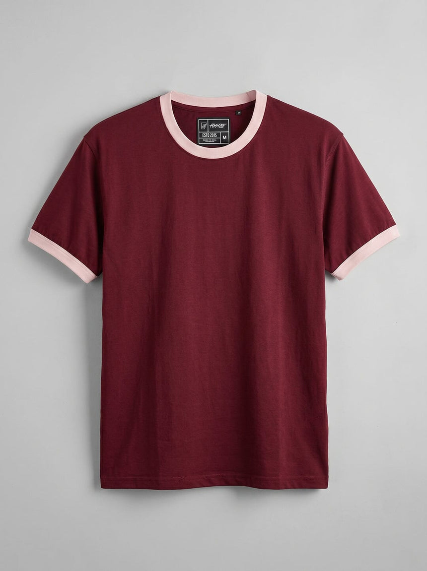 Maroon Cropped Ringer Tshirt T-Shirts Fugazee 