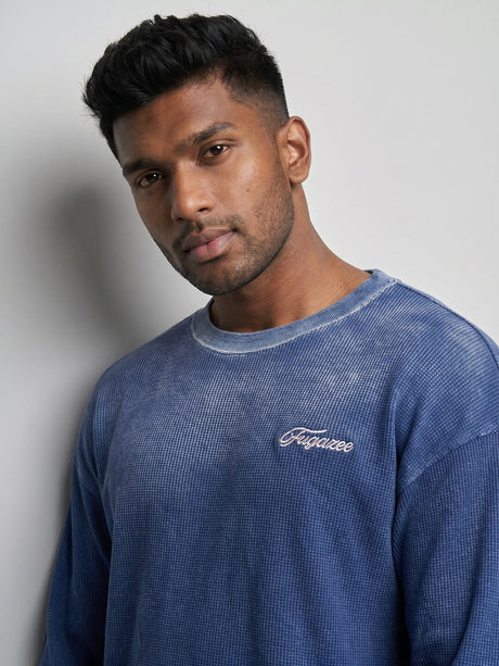Blue Storm Dyed Waffle Longsleeves Tshirt T-Shirts Fugazee 