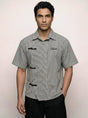 Black Checkered Chinese Frog Buttoned Cropped Shirt Shirts Fugazee 