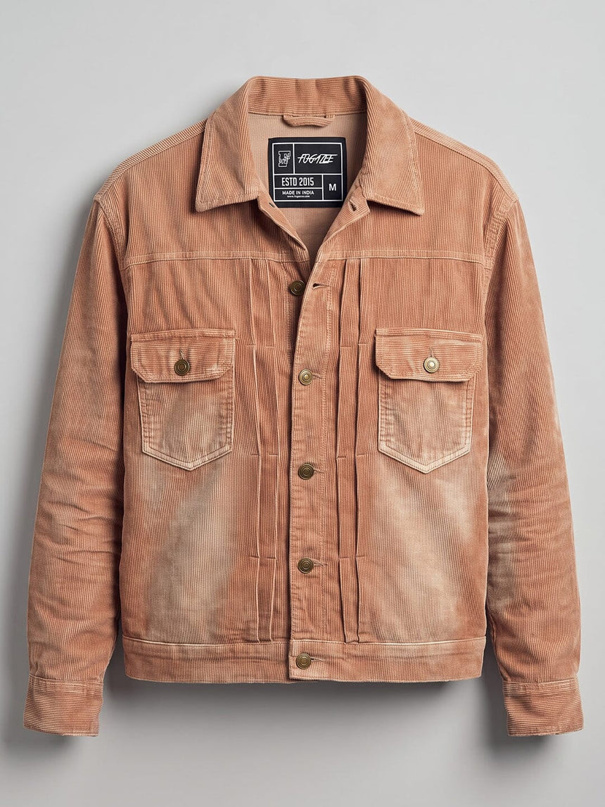 Desert Washed Pleated Corduroy Cropped Jacket Jackets Fugazee 