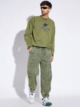 Green Acid Washed Sweatshirt