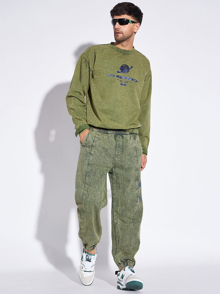 Green Acid Washed Sweatshirt
