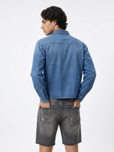 Denim Chinese Frog Buttoned Cropped Denim Shirt Shirts Fugazee 