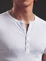 White Ribbed Henley Short Sleeves Tshirt T-Shirts Fugazee 