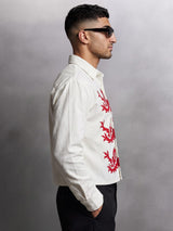 Ecru Lions Graphic Cropped Corduroy Shirt Shirts Fugazee 