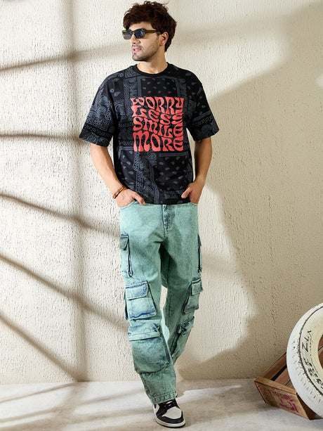 Black Paisley Oversized Tshirt T-shirts Fugazee 