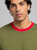 Khaki Ringer Cropped Tshirt T-Shirts Fugazee 