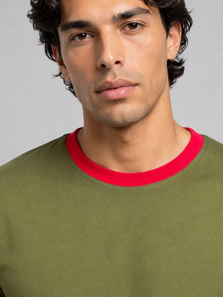 Khaki Ringer Cropped Tshirt T-Shirts Fugazee 