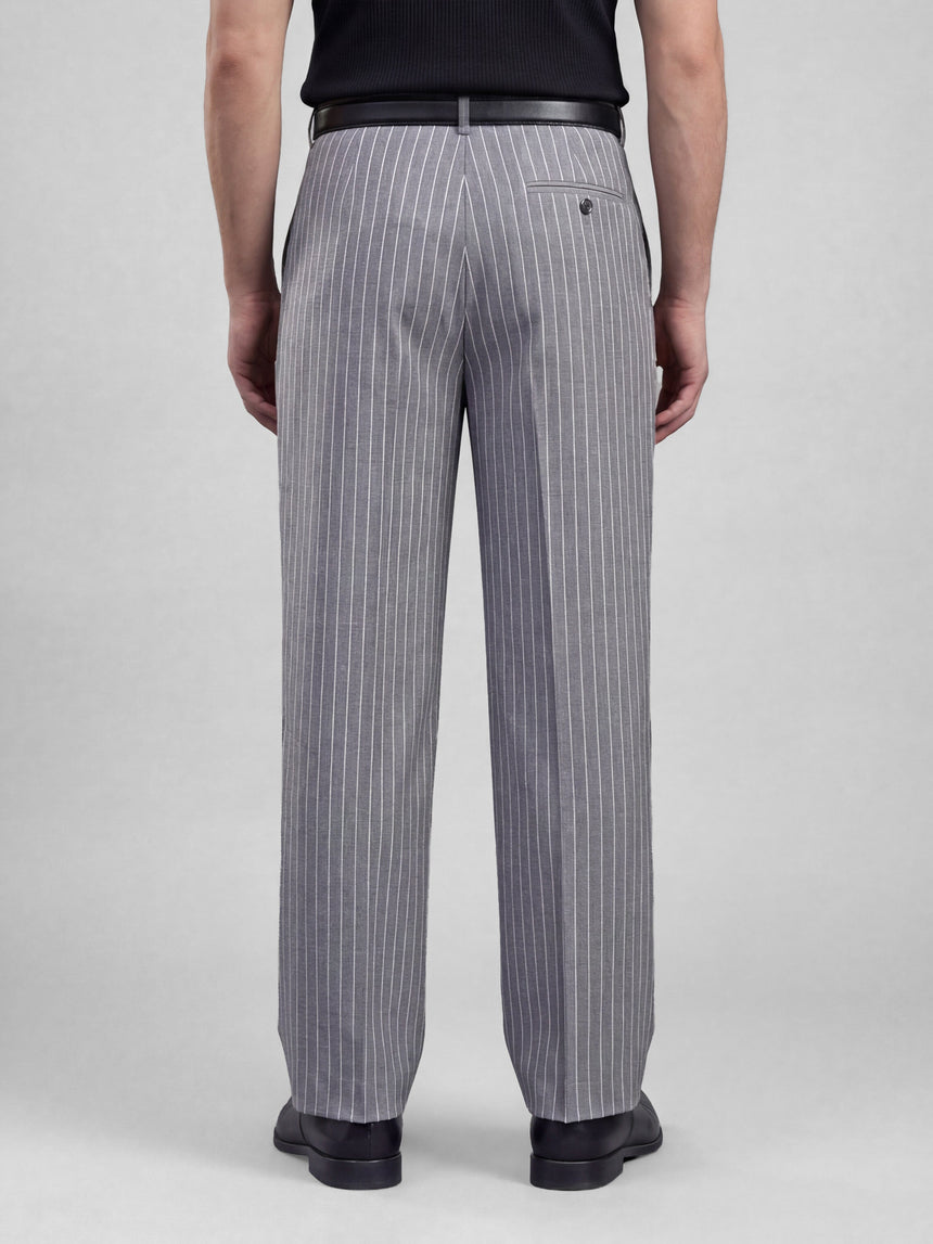 Grey Striped Pleated Korean Pants Trousers Fugazee 