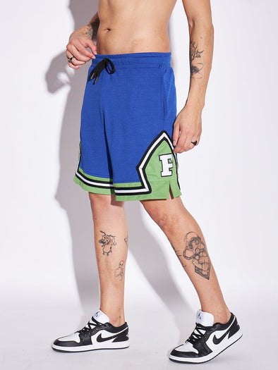Royal Blue Patched Basketball Shorts