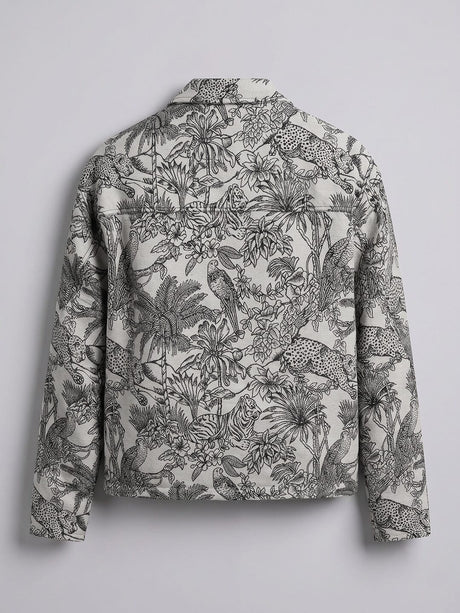Ecru Tiger Tapersty Cropped Harrington Jacket Jackets Fugazee 