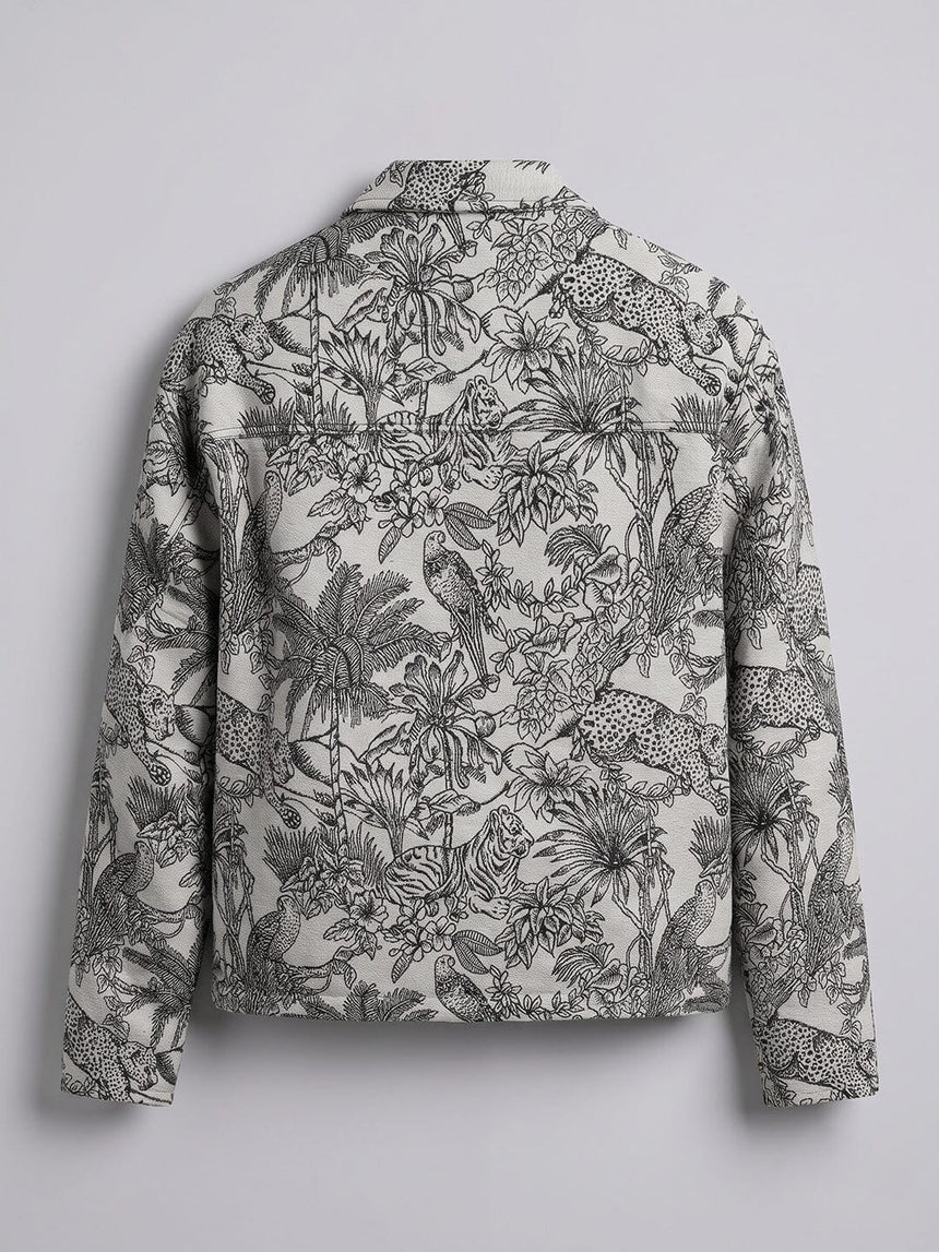 Ecru Tiger Tapersty Cropped Harrington Jacket Jackets Fugazee 
