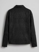Black Croc Textured Fireman Clasp Harrington Jacket Jackets Fugazee 