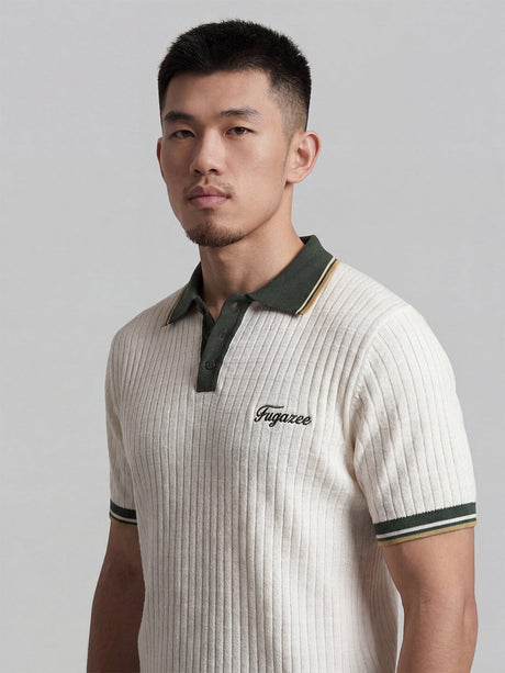 Ecru Old Money Knitted Polo Tshirt T-Shirts Fugazee 