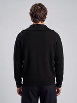 Black Heavy Knit Polo Sweater Sweaters Fugazee 