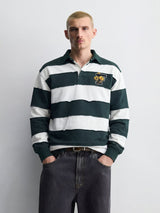 Bottle Green And White Monogram Rugby Sweatshirt Sweatshirts Fugazee 