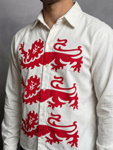 Ecru Lions Graphic Cropped Corduroy Shirt Shirts Fugazee 