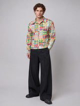 Multicolour Patchwork Plaid Cropped Shirt Shirts Fugazee 