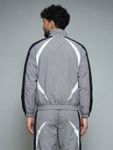 Grey Cut and Sew Windbreaker Jacket Jackets Fugazee 