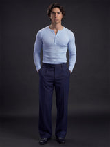 Sky Blue Ribbed Henley Longsleeves Tshirt T-Shirts Fugazee 