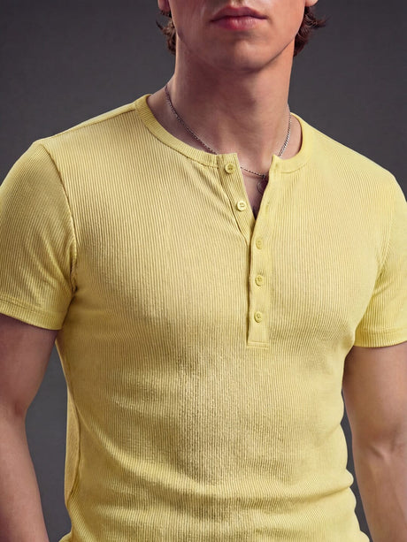 Lemon Ribbed Henley Short Sleeves Tshirt T-Shirts Fugazee 