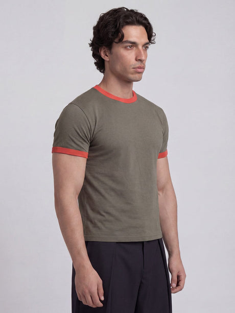 Khaki Ringer Cropped Tshirt T-Shirts Fugazee 