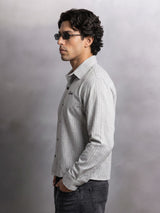 Grey Striped Cropped Full Sleeves Shirt Shirts Fugazee 