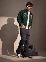 Green Statement Woollen Sleeves Varsity Jacket Jackets Fugazee 