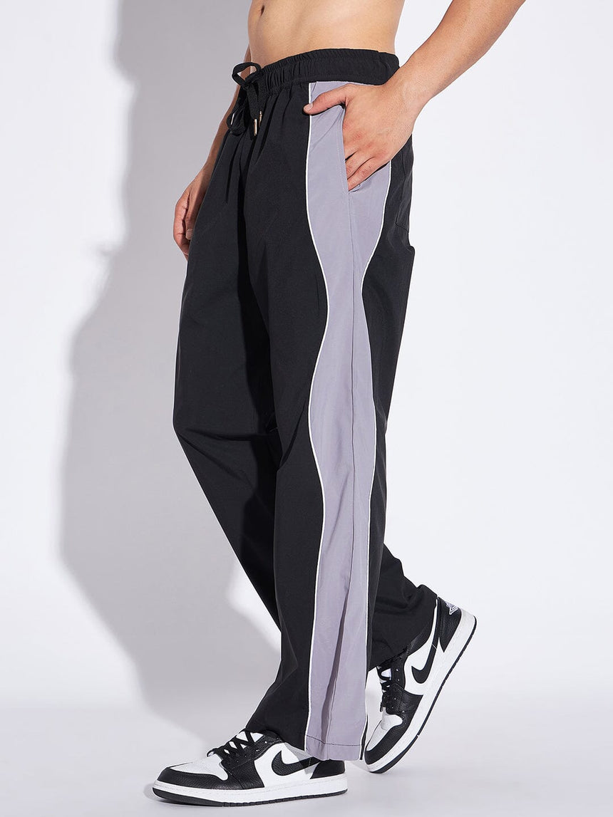 Black & Grey Wavy Panel Trackpants Trackpants Fugazee 