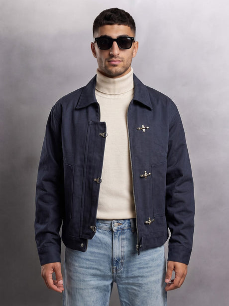 Navy Twill Fireman Clasp Jacket Jackets Fugazee 