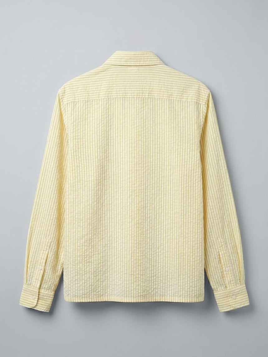 Lemon Striped Frog Buttoned Cropped Shirt Shirts Fugazee 