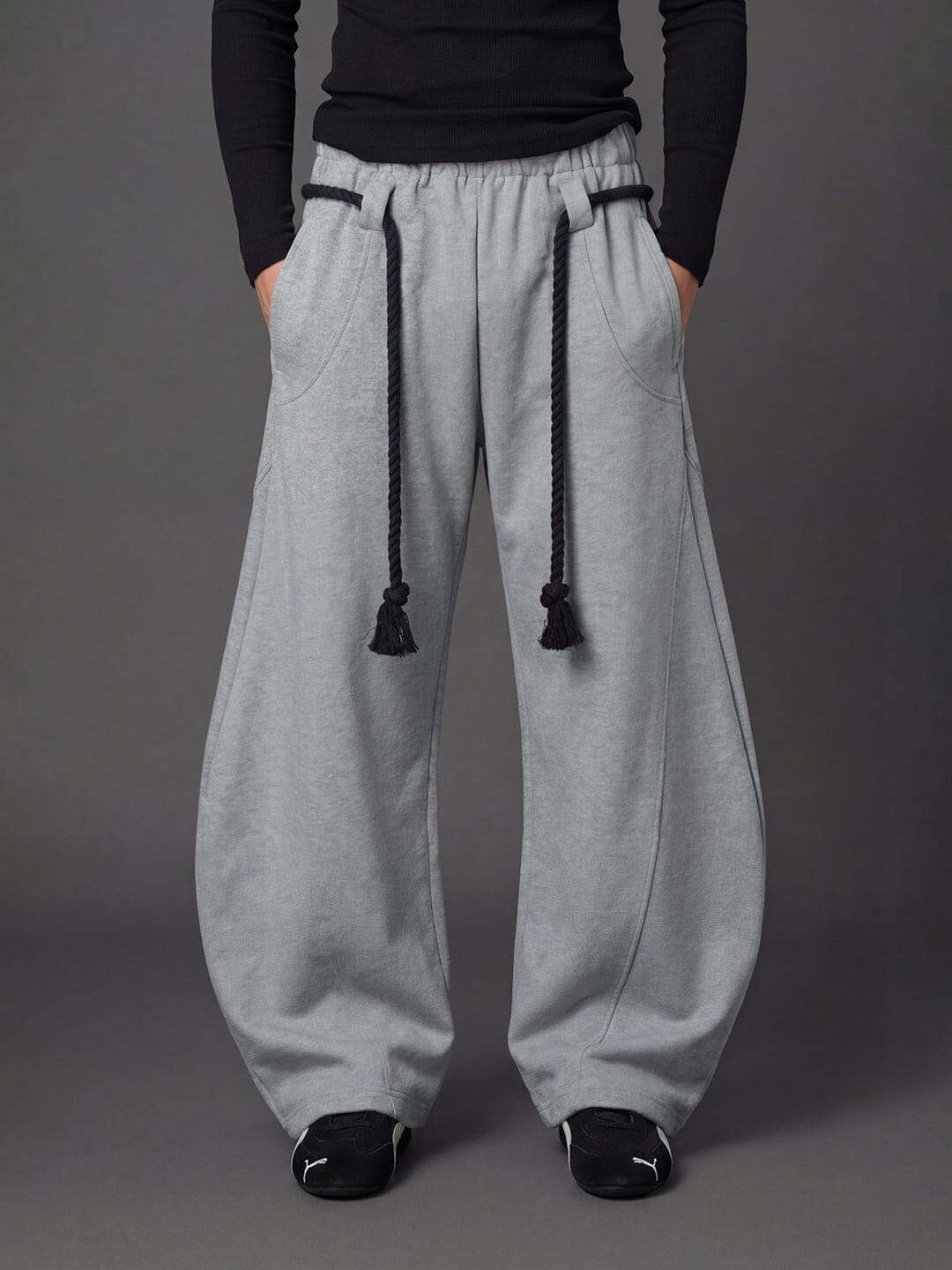 Grey Urban Knot Barrel Fit Trackpants | Buy Men Trackpants