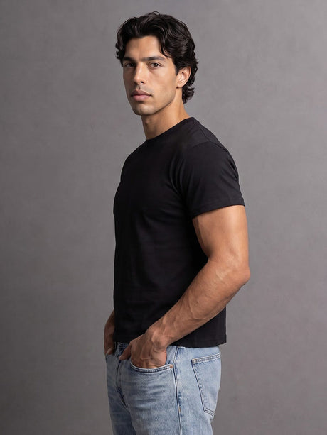 Black Solid Cropped Tshirt T-Shirts Fugazee 