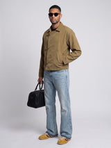 Tan Croc Textured Fireman Clasp Harrington Jacket Jackets Fugazee 