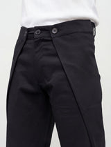 Black Switch-Flip Pleated Trousers Trousers Fugazee 