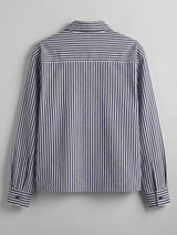 Navy Striped Seersucker Cropped Shirt Shirts Fugazee 