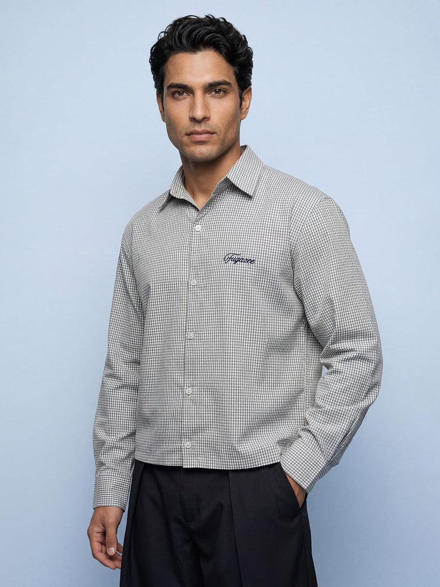 Blue Gingham Cropped Shirt Shirts Fugazee 