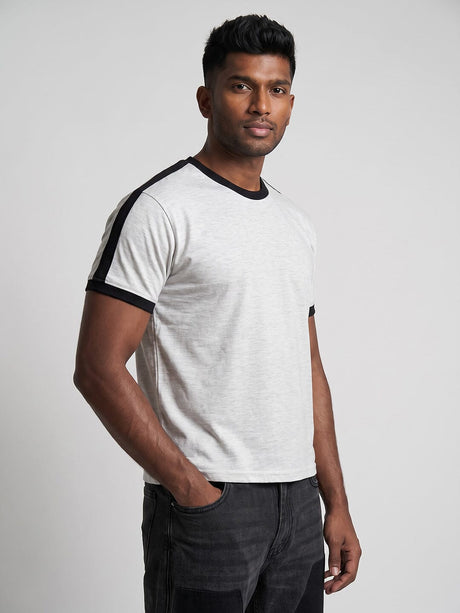 Grey Melange Taped Ringer Tshirt T-Shirts Fugazee 