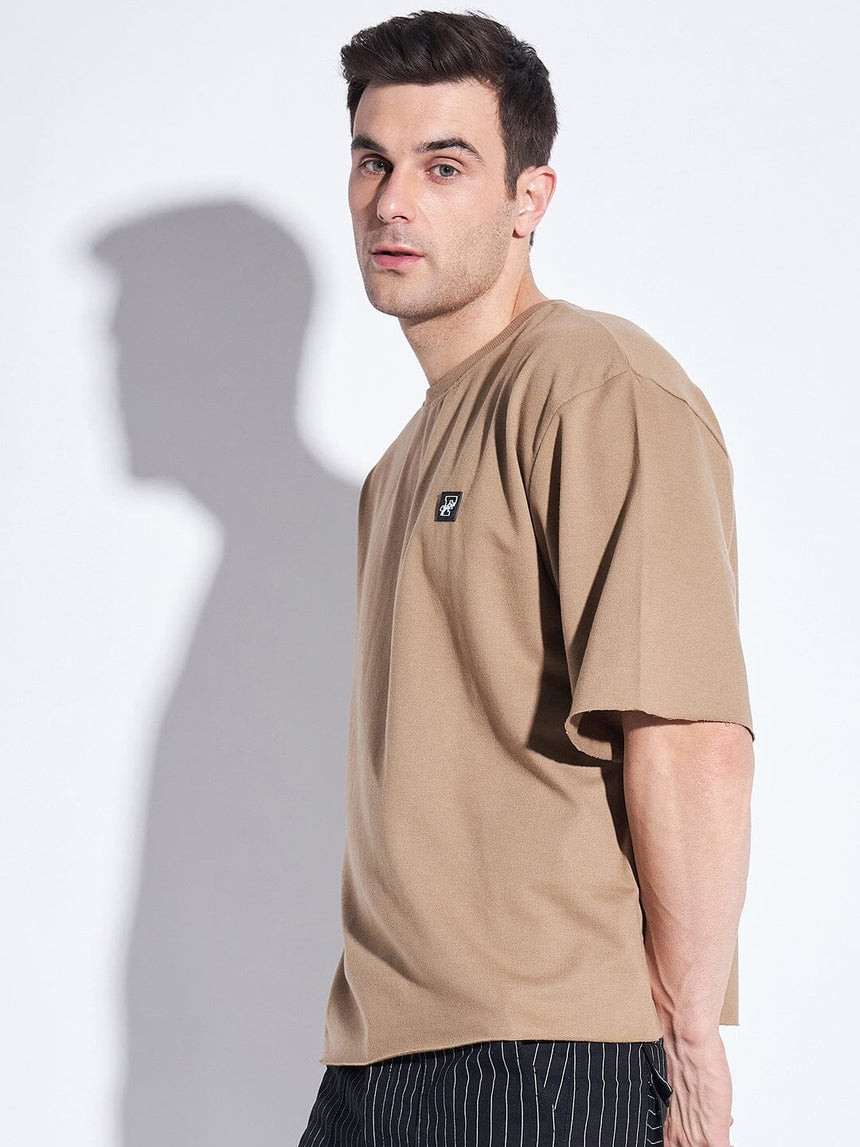 Beige Oversized Elbow Sleeve Tee T-shirts Fugazee 