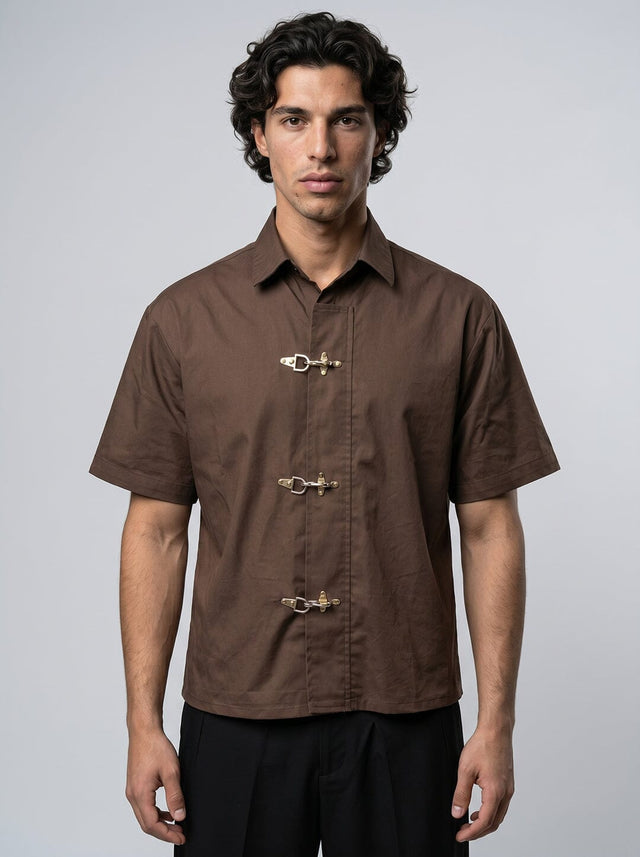 Brown Fireman Clasp Boxy Shirt Shirts Fugazee 