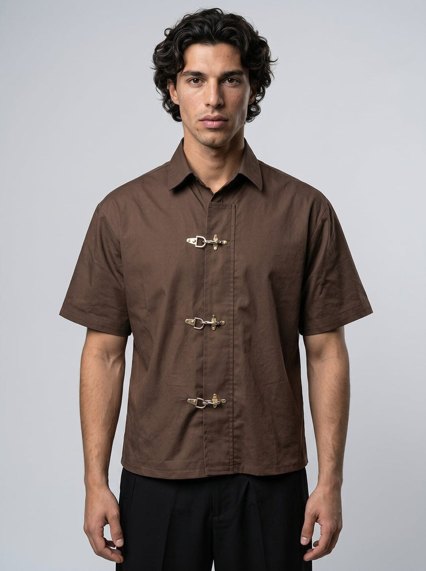 Brown Fireman Clasp Boxy Shirt Shirts Fugazee 