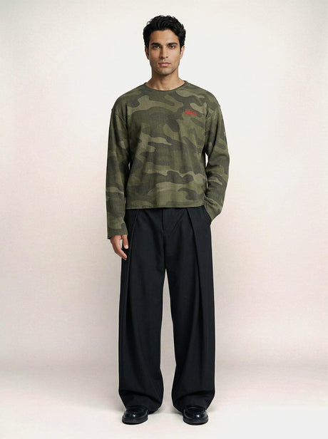 Camo Waffle Cropped Longsleeve Tshirt T-Shirts Fugazee 