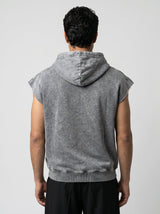 Acid Wash Embroidery Zipped Sleeveless Hooded Tshirt T-Shirts Fugazee 